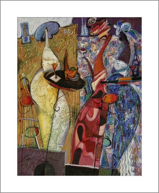 Купить и печать на заказ Картины, фото с паспарту Изящные абстрактные дамы