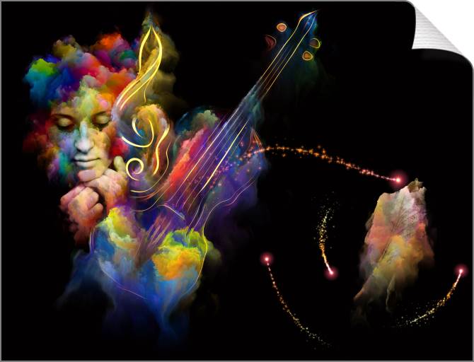 Купить и печать на заказ Картины на холсте Неоновый образ музыканта