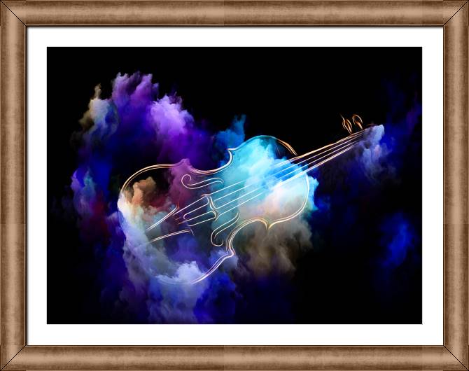 Купить и печать на заказ Картины в рамке, багете Неоновая скрипка