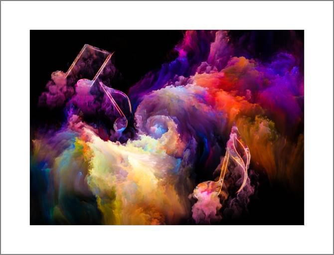 Купить и печать на заказ Картины, фото с паспарту Неоновые ноты