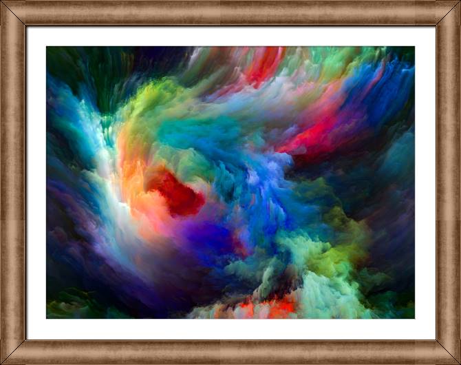 Купить и печать на заказ Картины в рамке, багете Разноцветные клубы краски