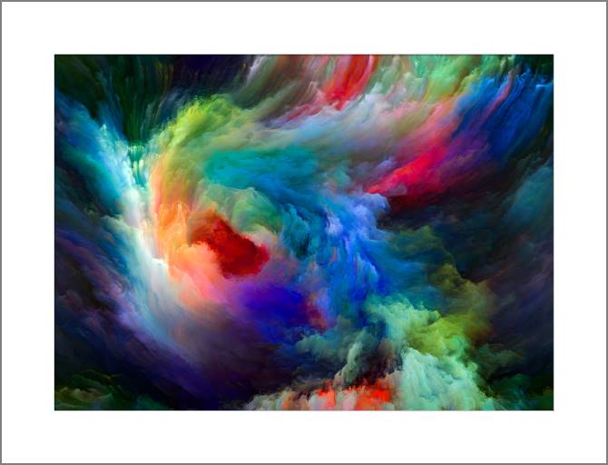 Купить и печать на заказ Картины, фото с паспарту Разноцветные клубы краски