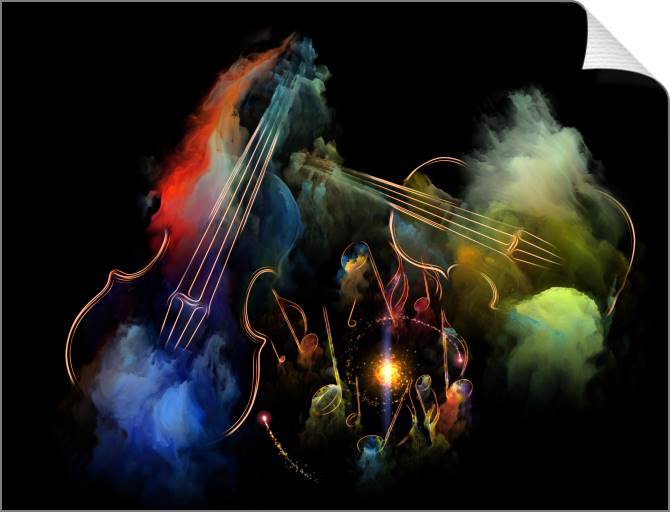 Купить и печать на заказ Картины на холсте Неоновые контуры скрипок