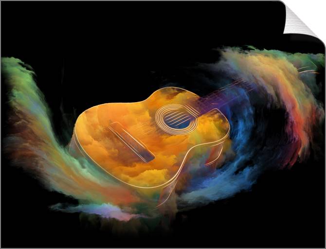 Купить и печать на заказ Картины на холсте Гитара в вихре цвета