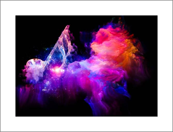 Купить и печать на заказ Картины, фото с паспарту Красочное звучание музыки