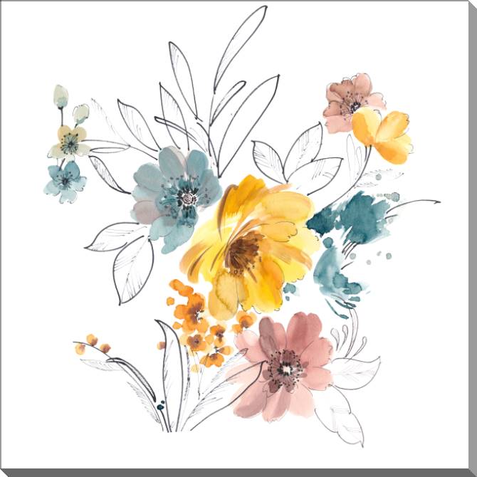 Картины на пластике, пеноркартоне A series of delicate watercolor floral стиль_1