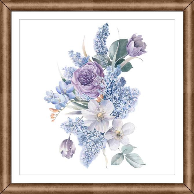 Картины в рамке, багете A series of delicate watercolor floral стиль_6