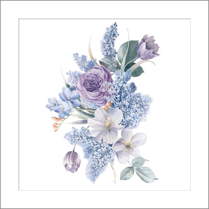 Купить и печать на заказ Картины, фото с паспарту Цветочная композиция с сиренью