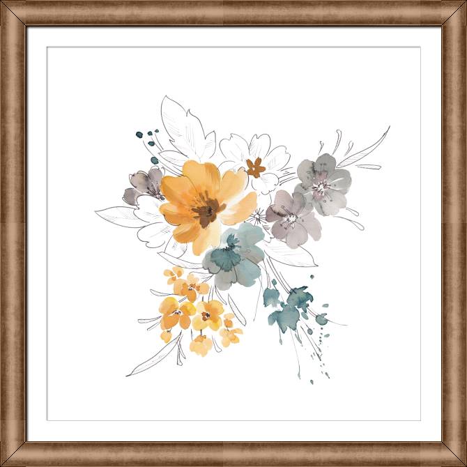 Купить и печать на заказ Картины в рамке, багете Эскиз цветочной композиции