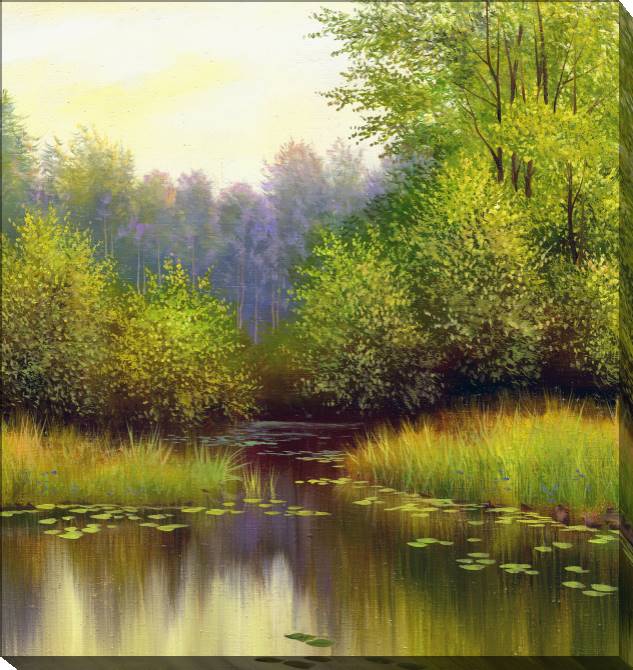 Paintings on canvas Forest lake in summer