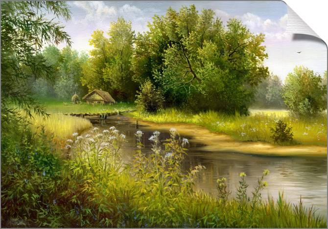 Картины на холсте Summer river Bank