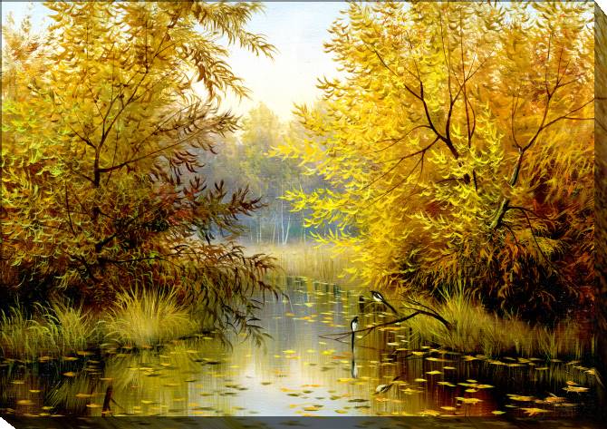 Paintings on canvas Autumn willow above the river