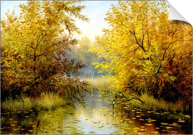 Картины на холсте Autumn willow above the river