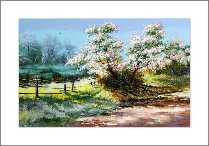 Купить и печать на заказ Картины, фото с паспарту Майский пора