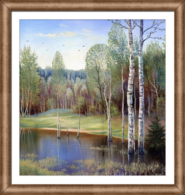 Купить и печать на заказ Картины в рамке, багете Весенний лес