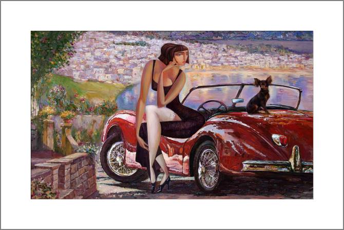 Купить и печать на заказ Картины, фото с паспарту На фоне набережной