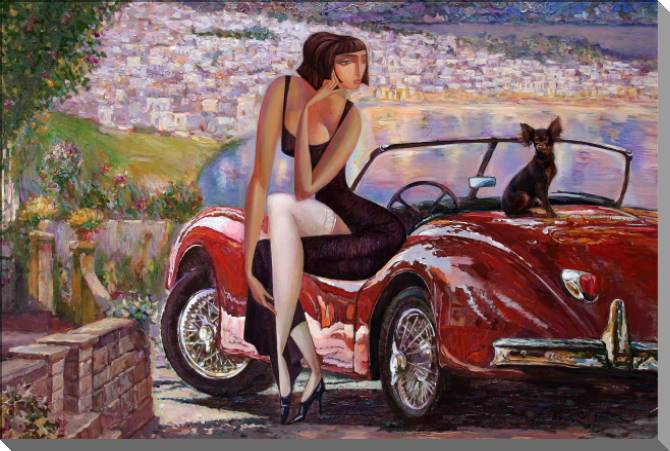 Картины на пластике, пеноркартоне Series girl and retro car (Roman Nogin)_1
