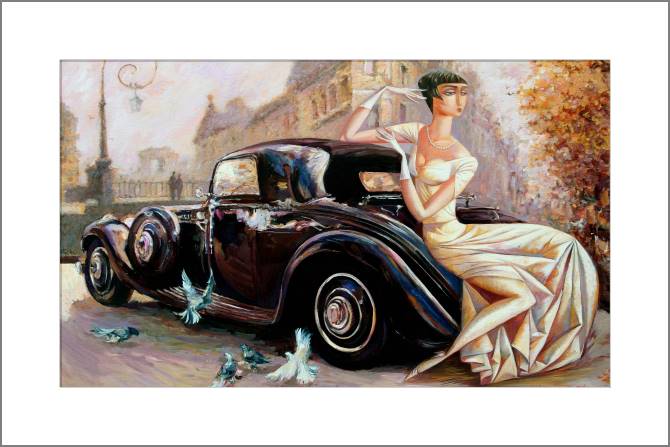 Купить и печать на заказ Картины, фото с паспарту Осень в городе