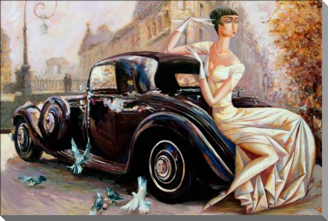 Картины на пластике, пеноркартоне Series girl and retro car (Roman Nogin)_3