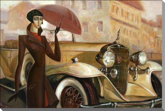 Картины на пластике, пеноркартоне Series girl and retro car (Roman Nogin)_4