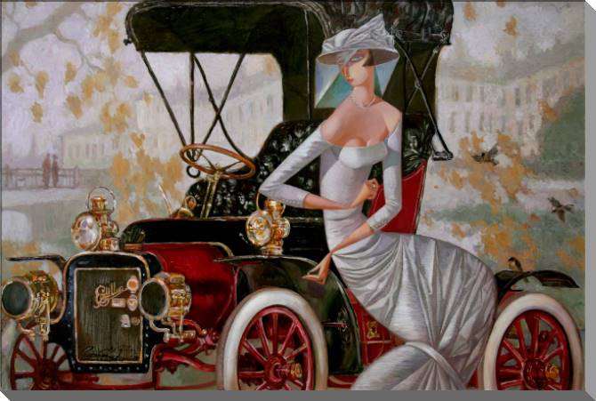 Картины на пластике, пеноркартоне Series girl and retro car (Roman Nogin)_5