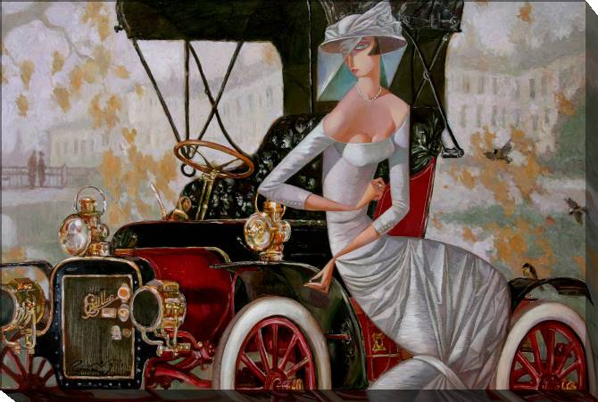 Paintings on canvas Series girl and retro car (Roman Nogin)_5
