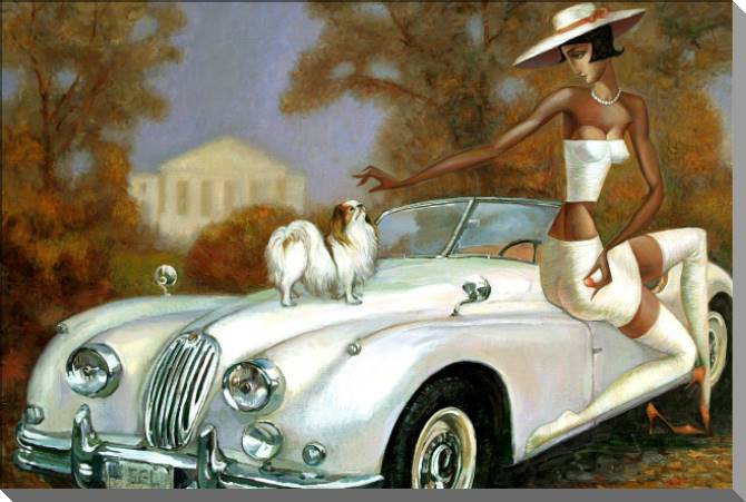 Картины на пластике, пеноркартоне Series girl and retro car (Roman Nogin)_6