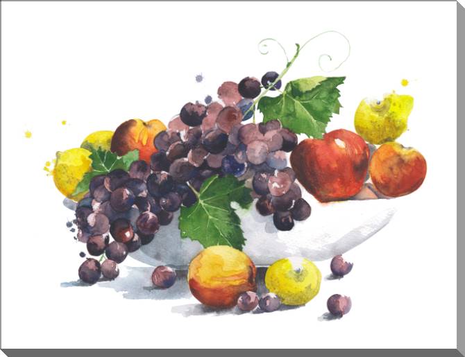 Картины на пластике, пеноркартоне Watercolor still life with fruit