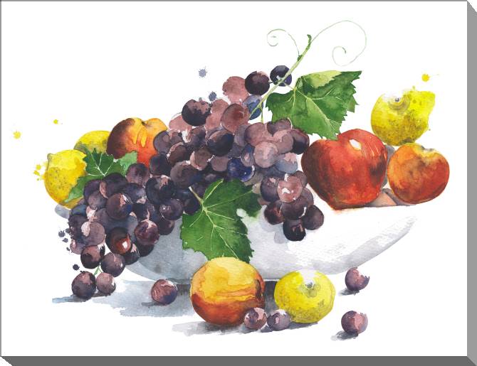 Paintings on canvas Watercolor still life with fruit