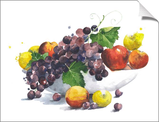 Купить и печать на заказ Картины на холсте Акварельный натюрморт с фруктами