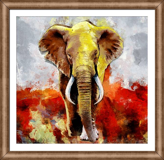 Купить и печать на заказ Картины в рамке, багете Африканский слон