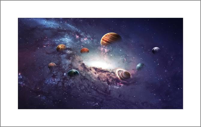 Картины, фото с паспарту Solar system in space