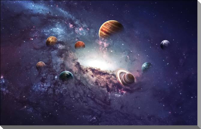 Картины на пластике, пеноркартоне Solar system in space