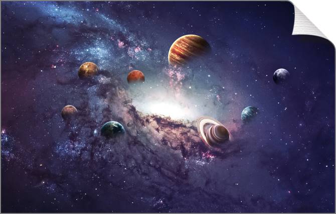 Купить и печать на заказ Картины на холсте Солнечная система в космосе