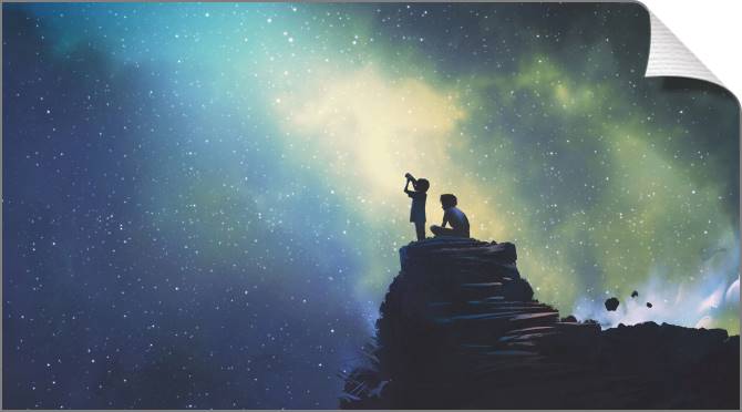 Купить и печать на заказ Картины на холсте Мальчики и телескоп