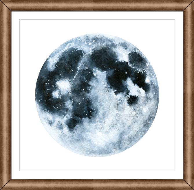 Купить и печать на заказ Картины в рамке, багете Луна акварельная иллюстрация
