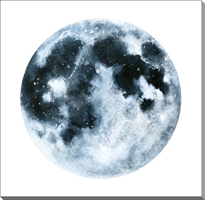 Картины на пластике, пеноркартоне The moon, watercolor illustration
