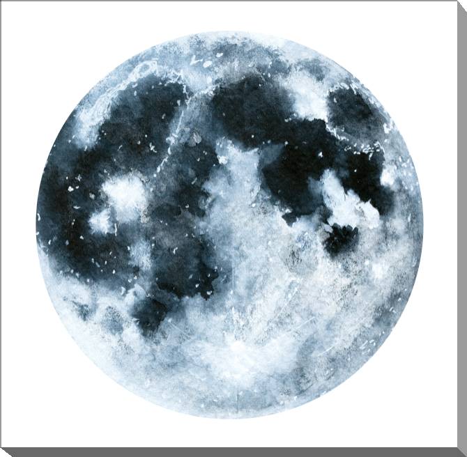 Купить и печать на заказ Картины на холсте Луна акварельная иллюстрация