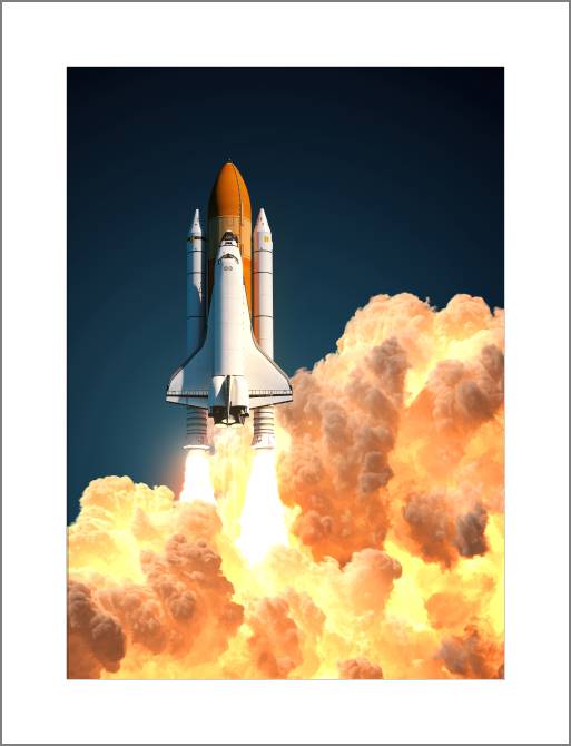 Картины, фото с паспарту The Shuttle in the clouds of fire