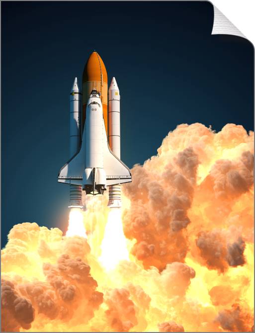 Купить и печать на заказ Картины на холсте Шаттл в облаках огня