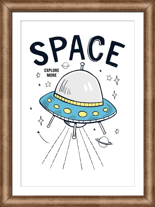 Купить и печать на заказ Картины в рамке, багете Летающая тарелка