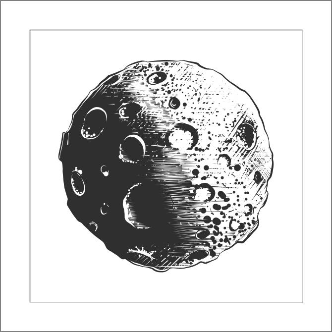 Купить и печать на заказ Картины, фото с паспарту Луна цифровая иллюстрация