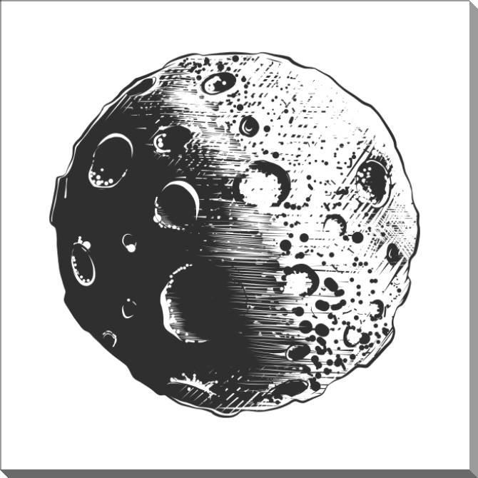 Картины на пластике, пеноркартоне The moon digital illustration