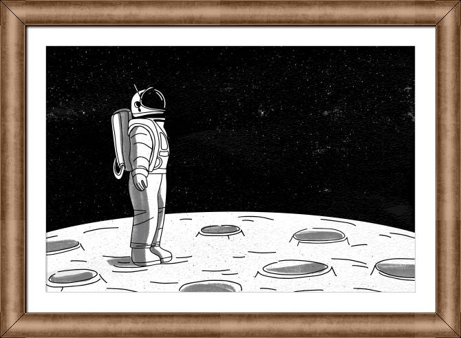 Купить и печать на заказ Картины в рамке, багете Одинокий космонавт