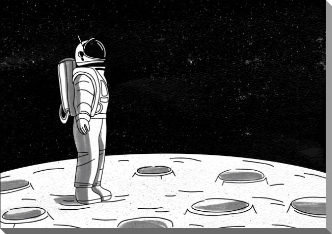 Картины на пластике, пеноркартоне A lone astronaut