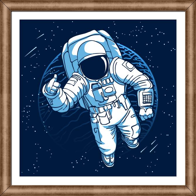 Купить и печать на заказ Картины в рамке, багете Космонавт в космосе
