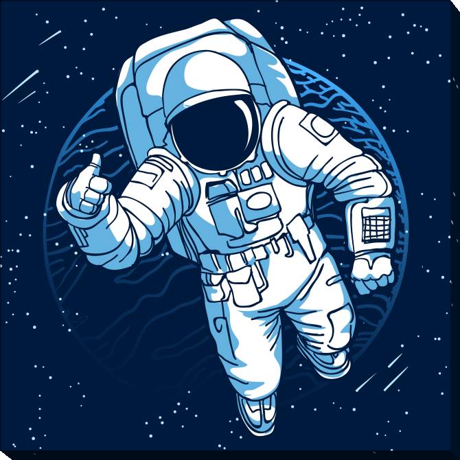 Купить и печать на заказ Картины на холсте Космонавт в космосе