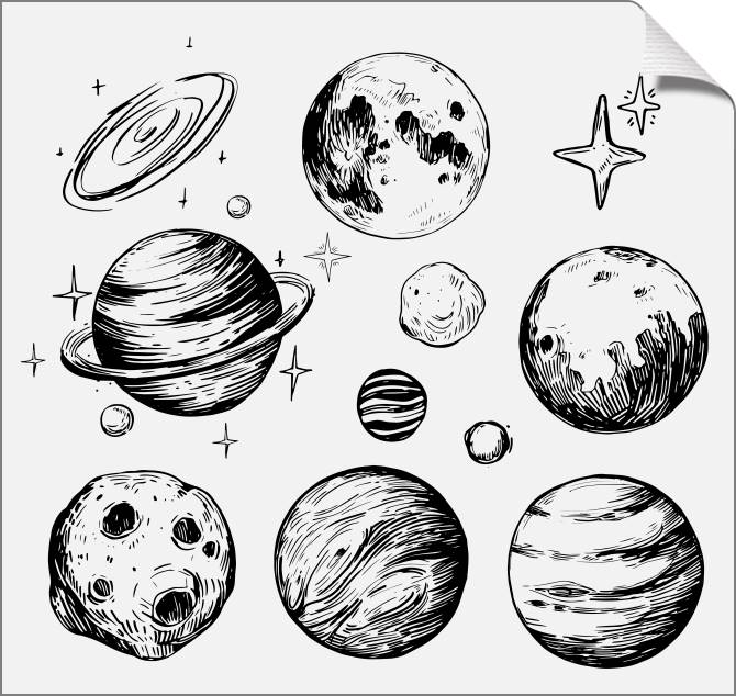 Купить и печать на заказ Картины на холсте Графичные планеты