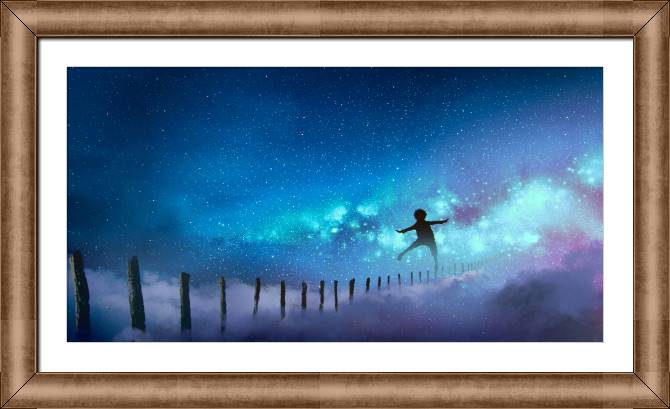 Купить и печать на заказ Картины в рамке, багете Мальчик и Млечный путь