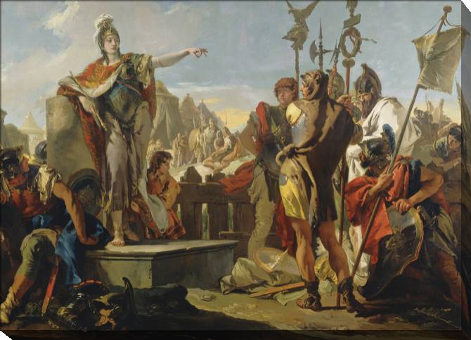 Картины на холсте Queen Zenobia, in an address to his soldiers (Giovanni Battista Tiepolo)